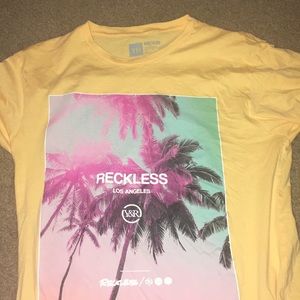 Yellow young and reckless graphic T shirt